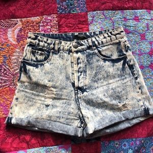 Acid Wash High Waist Jean Shorts Distressed